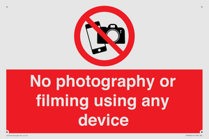 No photography or filming using any device